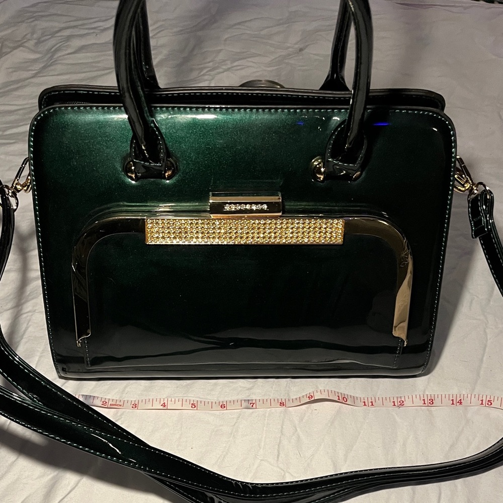 Emerald green (unlabeled) shoulder bag!